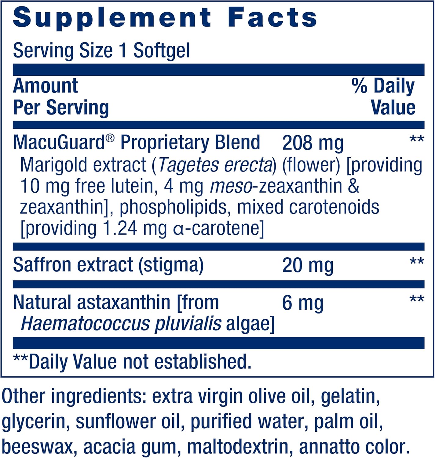 MacuGuard Ocular Support with Saffron & Astaxanthin, 60 softgels