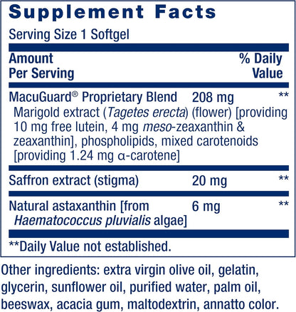 MacuGuard Ocular Support with Saffron & Astaxanthin, 60 softgels